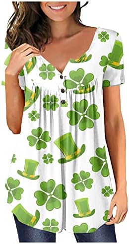 ADHOWBEW Риза На Деня на Св. Патрик, Дамска Риза с 3/4 ръкав, Щастливи Тениски с Трилистником, Ирландски Фестивал,