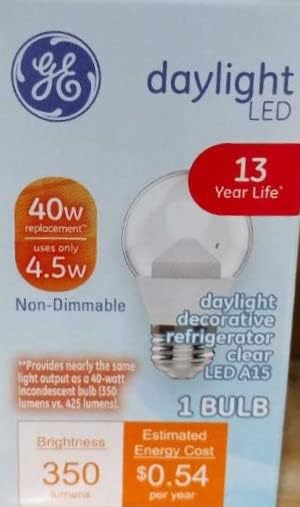 Led лампа GE LED Daylight за хладилник A15, еквивалентна на 40 Ваттам