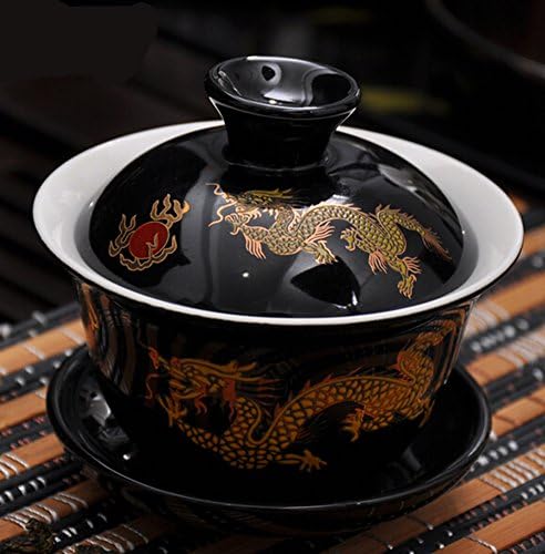 Китайски Порцелан Мойиши Гайвань Черно Цвете Божур Традиция Чаена Чаша Саньцай Чай Е Най-Добрият Подарък