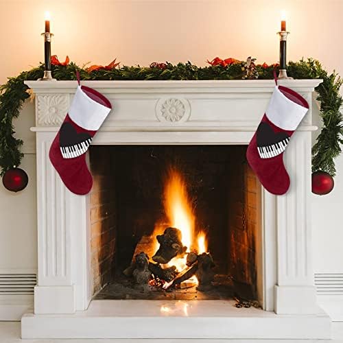 Клавишите На Пианото Сърцето Коледен Отглеждане Окачени Чорапи С Принтом Коледно Дърво Украса За Камината