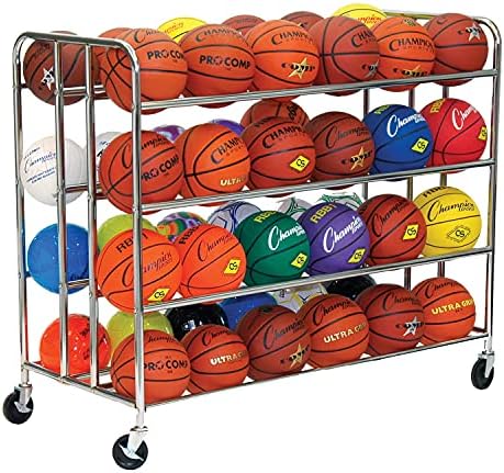 Количка за съхранение на баскетбол на колела с хромирана Рамка Champion Sports - Няколко стилове