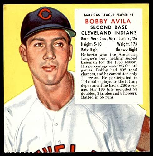 1954 Червения човек 1 АДР x Боби Авила Кливланд Индианс (Бейзболна картичка) (Без табулации) EX индианците