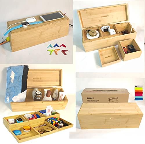 Бамбук Кабелен Органайзер Кутия За Съхранение на Защита От Пренапрежение на Кутията Магнитна Кутия Капак Кутия