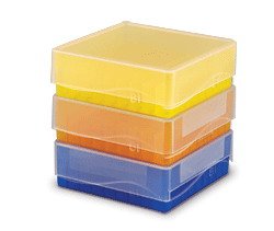 Кутии за съхранение на микротрубок на 81 дупка, жълти (по 5 броя в опаковка)