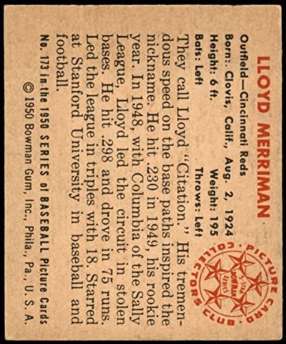 1950 Боуман 173 Лойд Merriman Синсинати Редс (Бейзболна картичка) БИВШИЯТ играч на червените