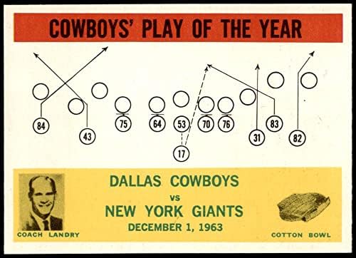 1964 Филаделфия 56 Далас Ковбойз Играят с Том Ландри Далас Ковбойз (Футболна карта) NM / MT Каубои в Тексас