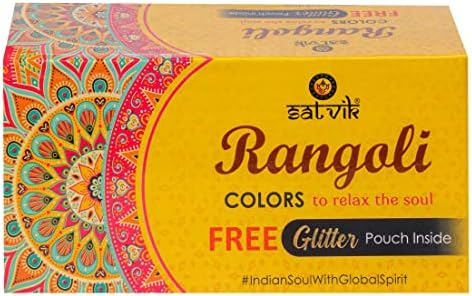 SATVIK 10 Нюанси на цветовете Rangoli по-Голям размер, Лесно да се съхранява Набор от блестящи цветове Rangoli (без ГУЛАЛА), Фестивал за Боядисана Захар, Художествени Занаяти, Р