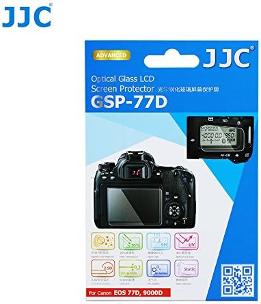 JJC 0,01 Ультратонкая 2.5 D Защитно фолио за LCD екрана от Прозрачен оптични закалено стъкло със заоблени ръбове от 2.5 D за цифров фотоапарат Canon EOS 77D/9000D, включват защитно ф?