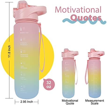 Ценна мотивационни бутилка за вода с марка време, бутилка за вода с соломинкой 32 грама Стомна за вода за пиене
