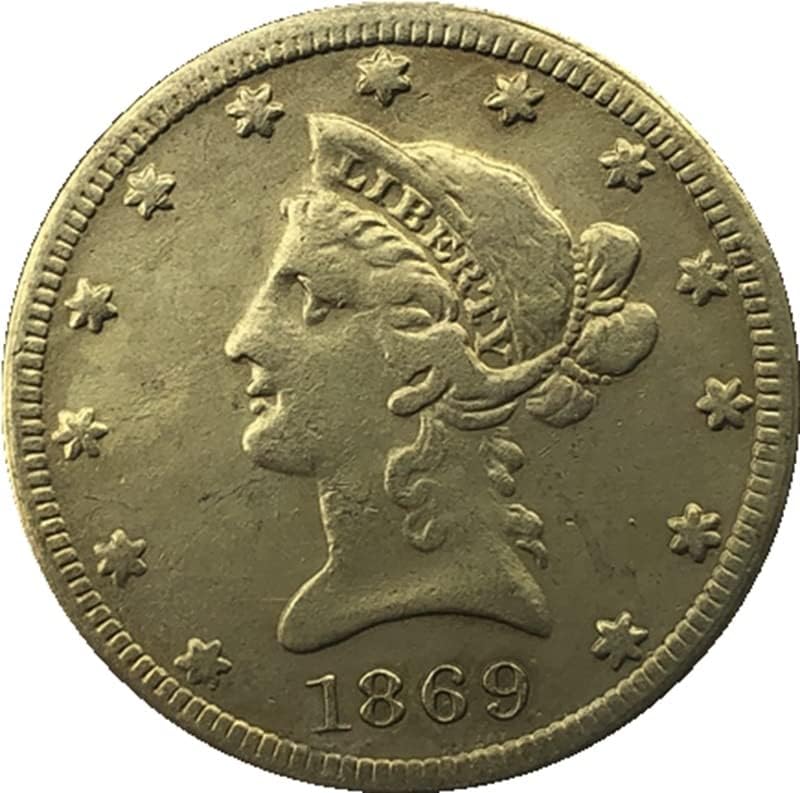 37 Различни Дати S Версия на Американските 10 Златни Монети на Месингови Старинни Занаяти Чуждестранни Възпоменателни