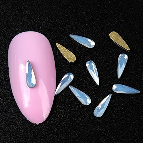 WAAZI 30 бр./100 бр. кристали за дизайн на ноктите, със сини опалом, Кристали, скъпоценни камъни с плоска обратна страна, Камъни за направи си САМ 3D Декорации за нокти (Цвят