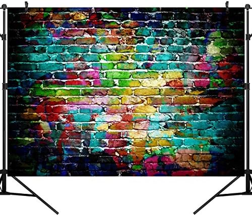 OUYIDA 10X8FT Цветни Тухлена Фон на Стената на 80-те и 90-те години на Хип-Хоп Дискотека Рожден Ден, Сватба,