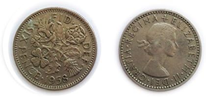 Монети за колекционери - С британски шестипенсовики 1958 г. / Six Pence 6p Coin / Великобритания