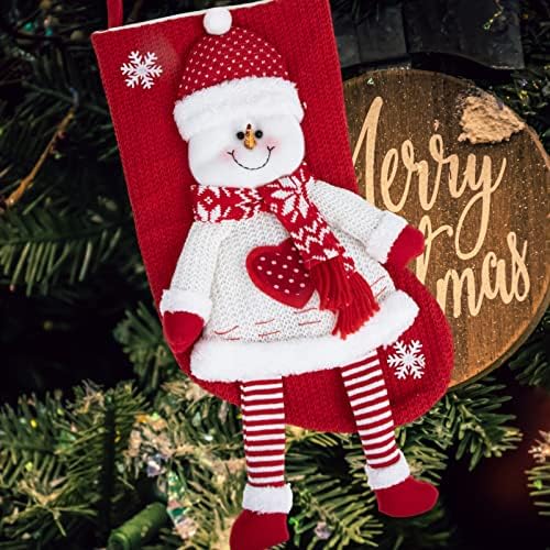 Луксозни Коледни Чорапи с шоколадови Бонбони, декорация на Камини, Подарък Чорапи под формата на Снежен човек, Подарък Калъф, Чорапи от Плетиво Плат за Възрастните
