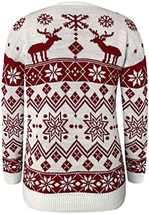 Коледни Пуловери за Жени, Сладък Вязаный Пуловер с изображение на Елен и Снежинки, Всекидневни Пуловер с Дълъг