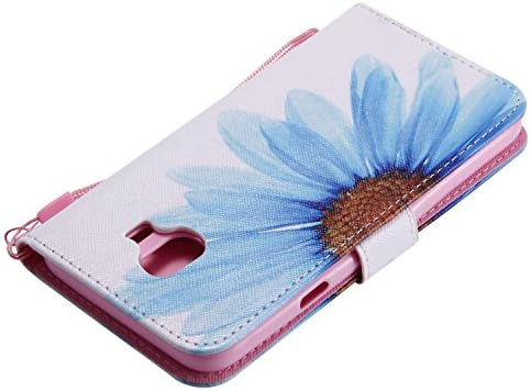 Калъф Yiizy за Samsung Galaxy J4 Case, в стила на Сини венчелистчета, Кожен портфейл Премиум-клас, флип-надолу